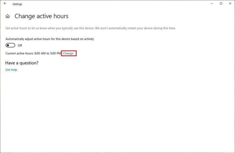Active Hours Setup Step 2 Active Hours Setup Step 2