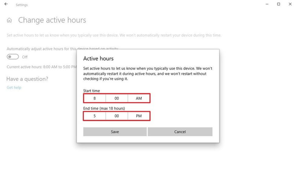 Active Hours Setup Step 3 Active Hours Setup Step 3